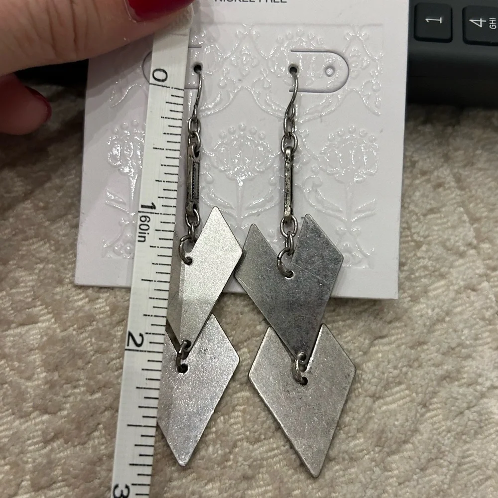 NWT Silver Geometric Linear Drop Earrings